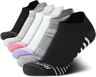 Womens Ankle Socks - 6 Pack Half Terry Performance Low Cut Athletic Socks for Women with Anti-Blister Heel Tab (4-10)