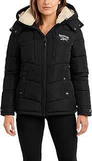 Womens Winter Coat - Heavyweight Quilted Puffer Jacket with Faux Fur Trim Hood - Outerwear Winter Jackets for Women