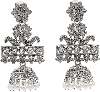 Sponsored Ad - Bodha Traditional Indian Lotus Peacock Drop Jhumka Earring For Women - (SJE_121_P)