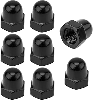8pcs License Plate Retainer Nuts for Volvo V60/ V90/ S40/ S90/ S60/ XC90, Tall Dome License Plate Screw Caps Stainless Steel, Screws onto Existing Studs (Black)