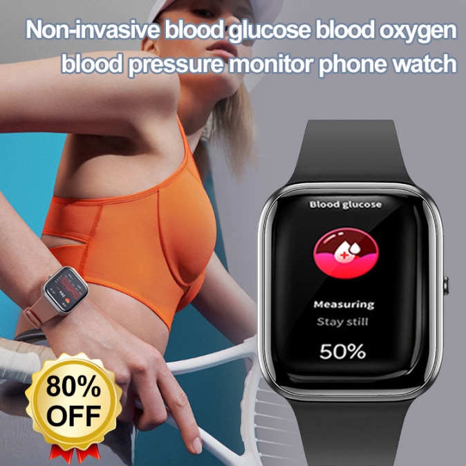 Painless Non-invasive Blood Glucose Monitor Smartwatch,IP67 Waterproof, Health Monitor for Heart Rate, Blood Oxygen, Sleep, Touch Screen Bluetooth Smartwatch Fitness Watch