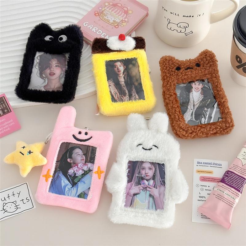 Ins Korean Cute Cartoon Plush Card Holder with Keychain Campus Card Bag idol Photocard Protective Case Stationery - High Quality, 100% Brand New, Women Bags, Others