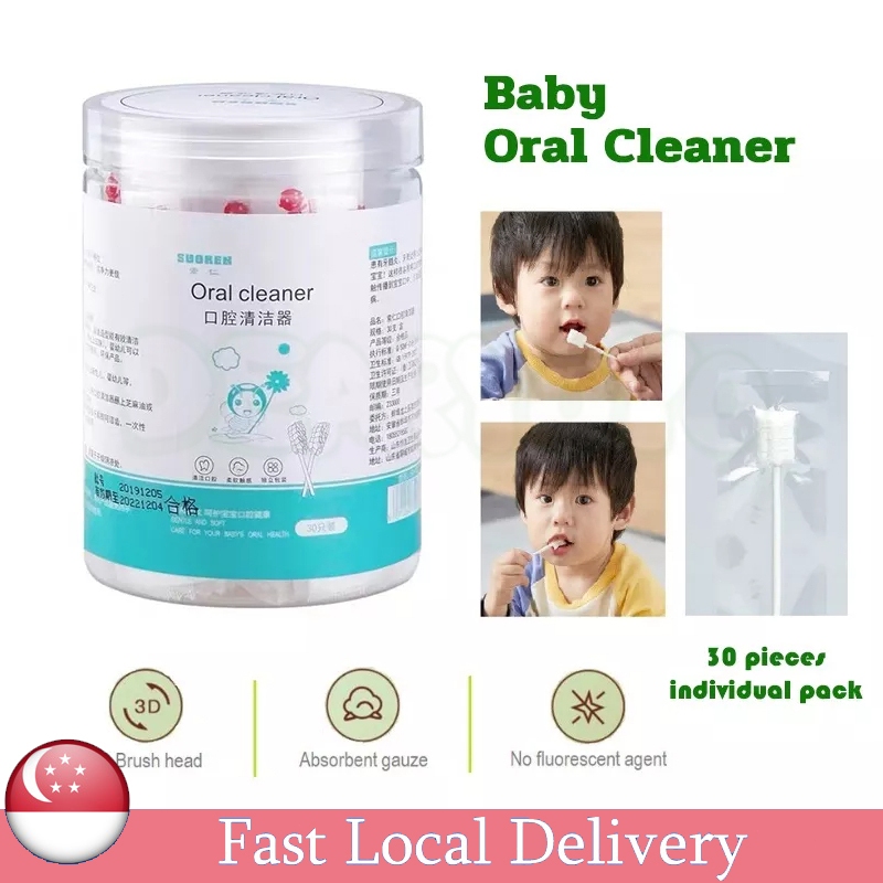 【SG STOCK】30PCS Gauze Baby Oral Cleaner Newborn Baby Teeth Toothbrush Toddler Baby 0-3 Years Old Tongue Washing Gauze